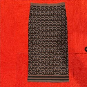 Michael Kors chic chocolate Brown & Black MK Logo Midi Skirt